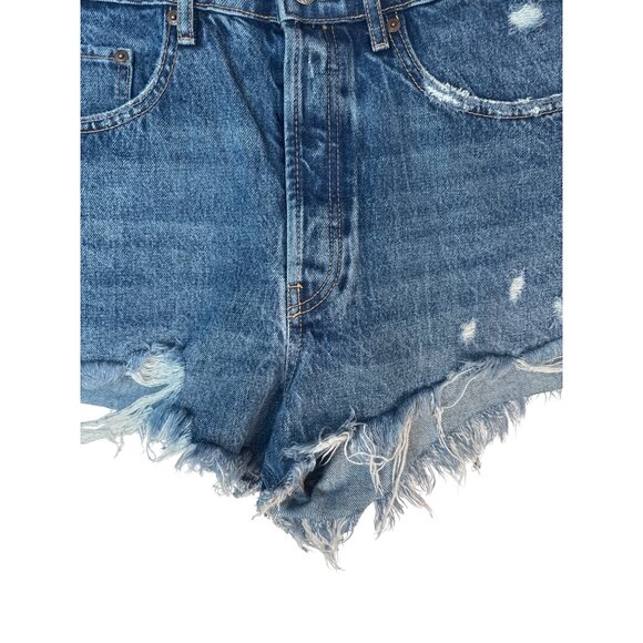 2/$30 ZARA Size 10 Distressed Denim High Waisted Button Fly Shorts - Picture 7 of 10